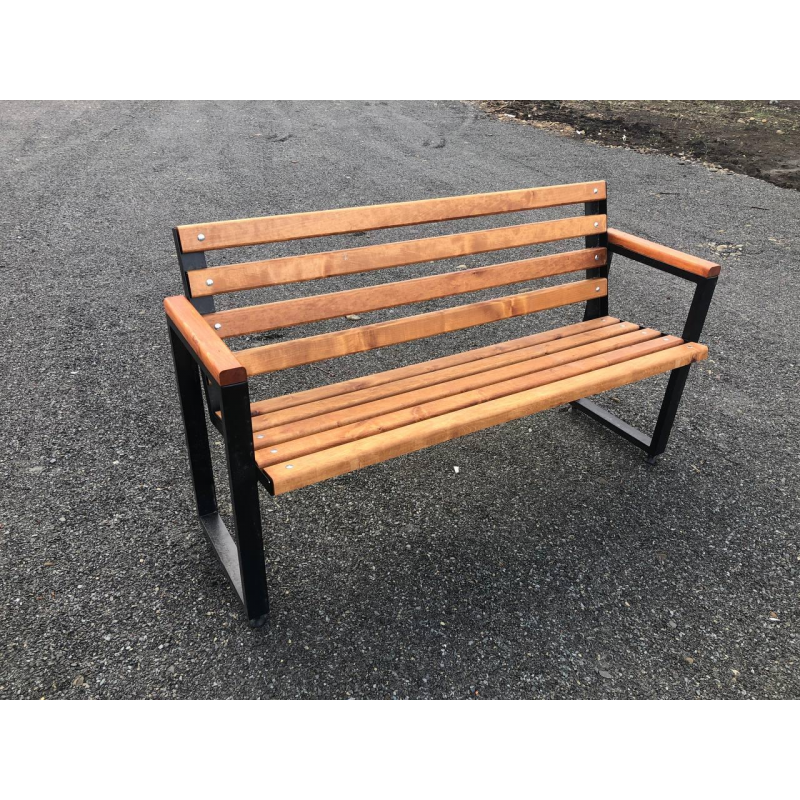 Лавка кована 1,3 м “Лофт“ з дерев“яними накладками