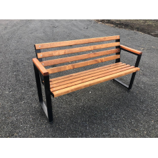 Лавка кована 1,5 м “Лофт“ з дерев“яними накладками