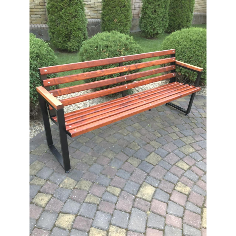 Лавка кована 1,7 м “Лофт“ з дерев“яними накладками